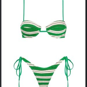 Triangl Mala Dunne Striped Green Bikini Set